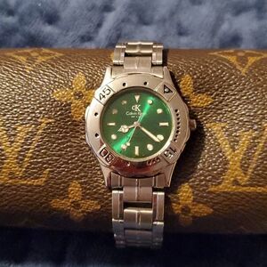 Vintage Calvin Klein 1500 Professional Green Face Stainless Band 200 Meters‎